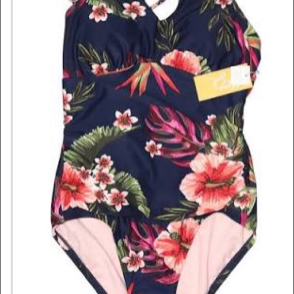 NWT Kona Sol Tropical Floral One Piece Swimsuit - Picture 7 of 12